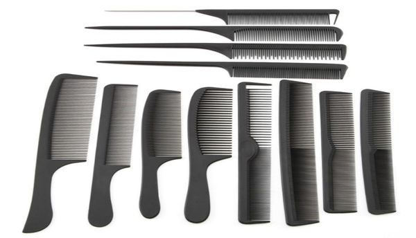 

whole 12 style hairdressing black hair cutting comb carbon hair tail combs different design pro salon barber styling tools2130648, Silver