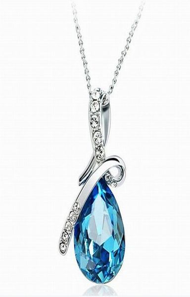 

luxury tear of angel crystal pendant necklaces for women water drop drip silver chains designer 2019 fashion jewelry in bulk 310 t2816848