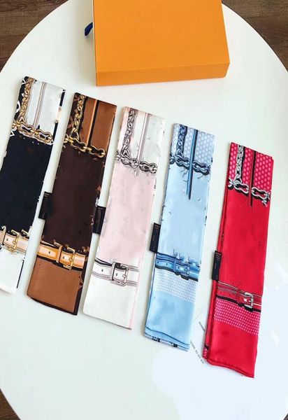 

brand new silk scarf headband fashion women039s wear tie bag handle ribbon brand printed headscarf women039s scarf fashion w1099479, Blue;gray