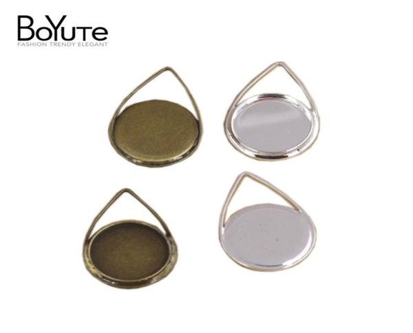 

boyute 40pcs 12mm waterdrop shaped cabochon base setting antique bronze silver plated pendant bezel blank tray diy jewelry accesso8517057, Slivery;crystal