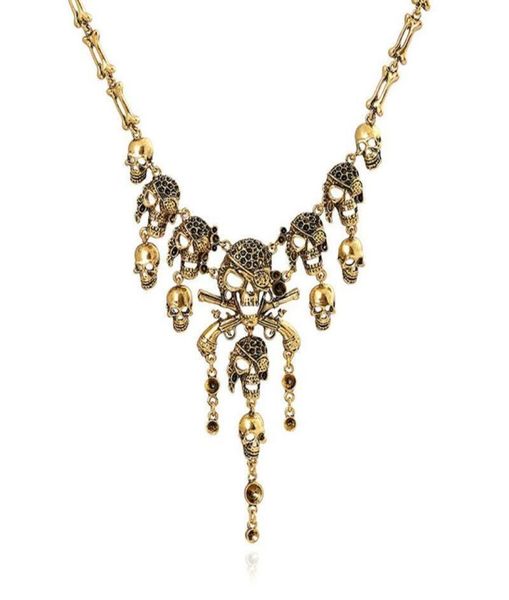 

pendant necklaces vintage alloy halloween skeleton bone necklace for women jewellery pirate cosplay fancy dress costume accessory1378733, Silver