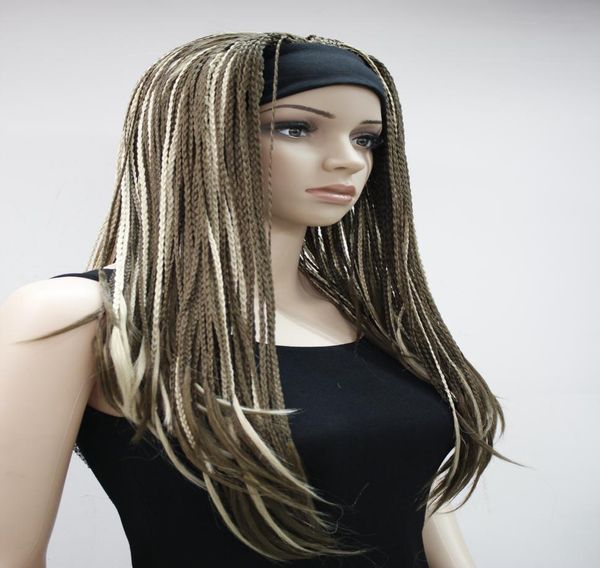 

fashion brown mixed 34 wig with headbands straight long braid half braids women039s wig2226867, Black