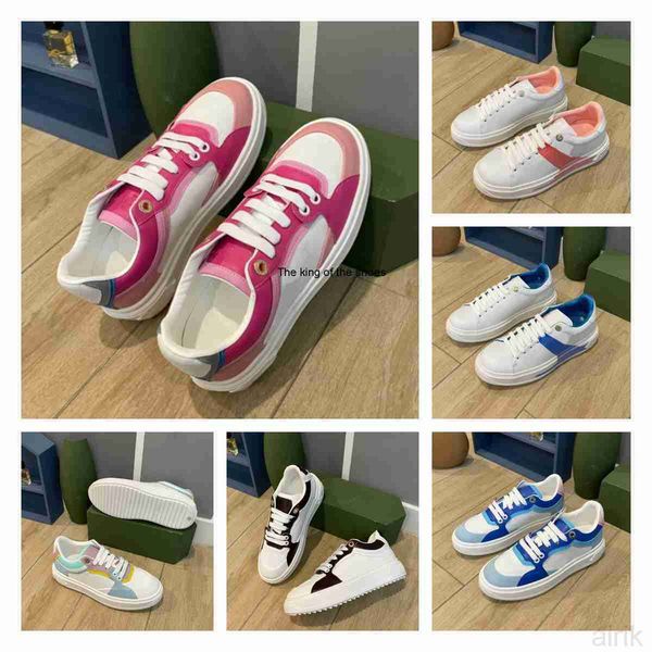

time out sneaker women's casual shoes designer luxury running shoe lace-up print leather pink blue size 35-41 trends, Black