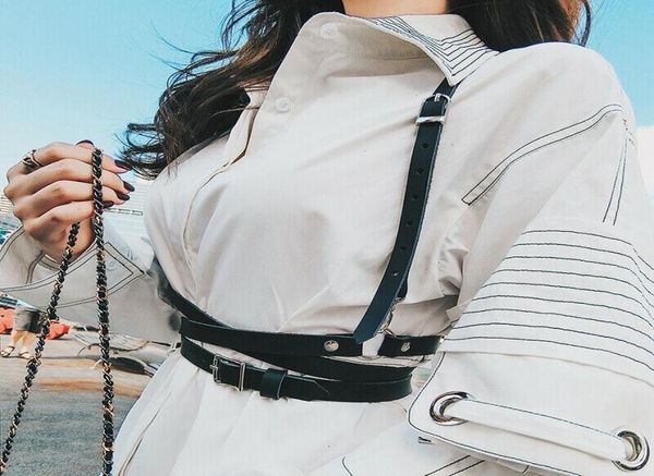 

belts black fashion trend women men gothic handmade pu leather harness body bondage waist straps punk rock stylish accessories7689056, Black;brown