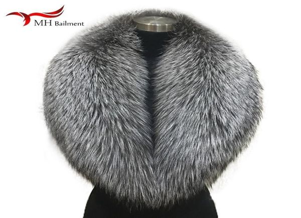 

winter female 100 silver fox fur collar full leather red fox scarf shawl real plush coat leather jacket fur collar scarf women 202449020, Blue;gray