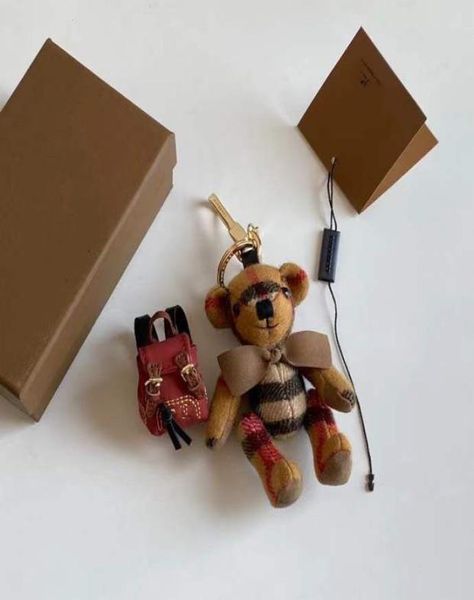 

keychains cashmere bear doll pendant keychains classic design decoration car key chain fashion handbag keychain3740138, Silver