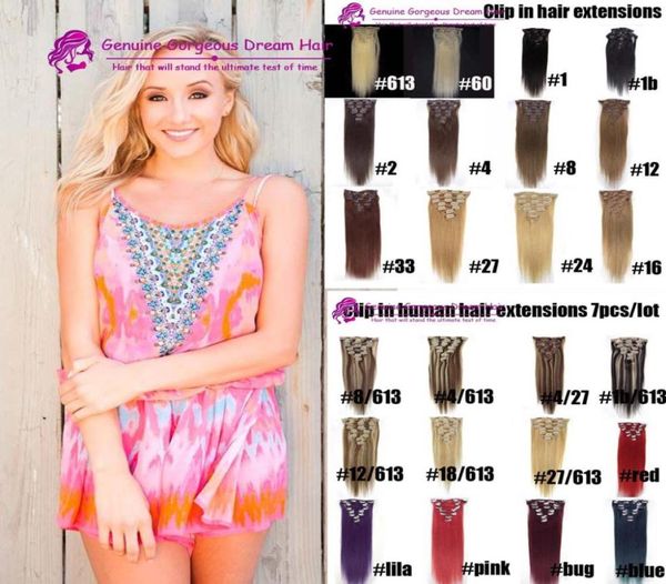 

100 human remy clipin indian hair extensions layers clip on extension 613 blonde clip in human hair extensions9728706, Black;brown