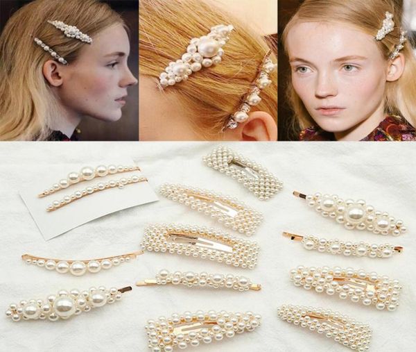 

fashion pearl hair clip for women elegant korean design snap barrette stick hairpin hair styling accessories2665172, Black;brown