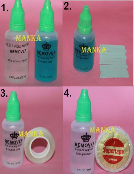 

adhesive tape 1cm3m and 1 bottle 30ml double sides tape glueadhesive remover for tape hair extensions pu skin weft9568061, Black;brown