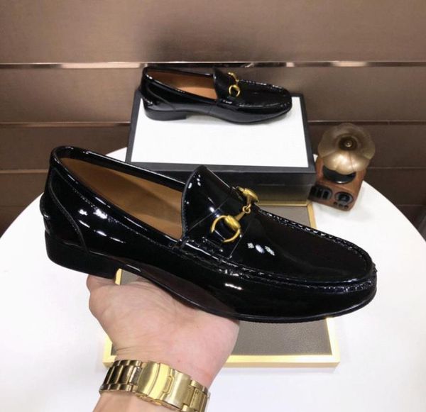

2022 formal dress shoes for men black genuine leather shoes pointed toe mens business bright skin oxfords casual shoe3393968