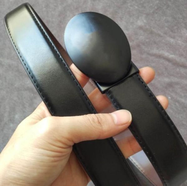 

fashion women men belts unadjustable casual pinhole buckle business mens design imitation belt 34mm with box9457497, Black;brown