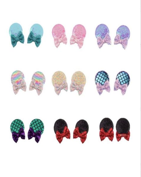 

cute mouse ears hair clip for girls sequin bow hairclips kids barrette hairpins children fashion summer hair accessories5976423, Slivery;white