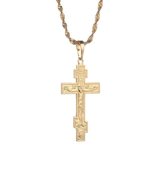 

gold color russian orthodox christianity church eternal cross charms pendant necklace jewelry russia greece ukraine gift8110415, Silver