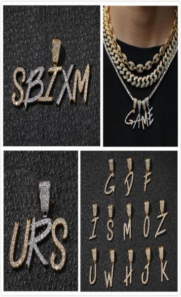 

new fashion personalized 18k gold bling diamond cursive az initial letters custom name pendant necklace diy letter jewelry for co4587682, Silver