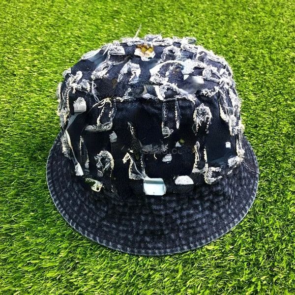 

new style designer ch bucket hats designer cross embroidered jean denim cap fashion street wide brim hat, Blue;gray