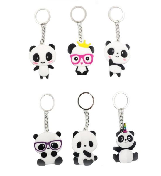 

panda keychains pvc silicone cartoon keychain pendant creative gift key chain keyring 6 styles7667032, Silver