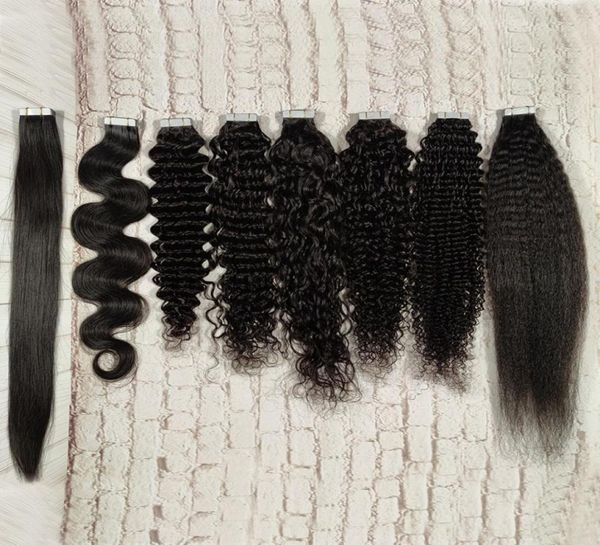 

human hair tape ins extensions for black hair straight body wave curly 40pcs100g4589113