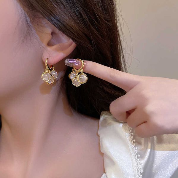 

pendant necklaces charm lats unique temperament light luxury opal earrings copper alloy high sense dangle earrings new design fashion jewelr, Silver