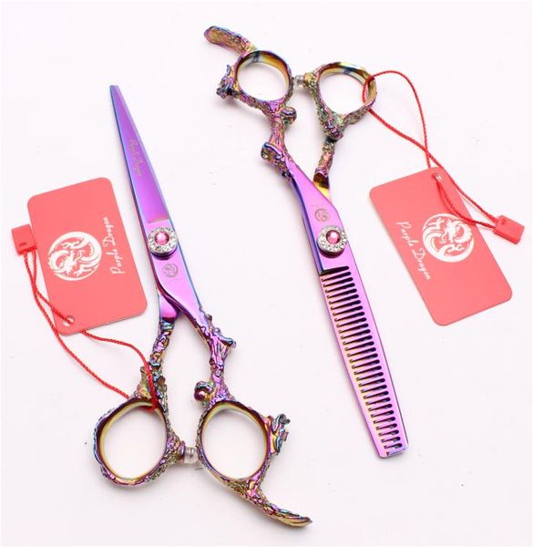 

z9005 6quot 440c pink gem multicolor dragon handle professional human hair scissors cutting or thinning shears barberquots hai4699509