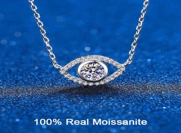 

real sterling silver moissanite 05ct brilliant diamond open evil eye pendant necklace for women men gift fine jewelry46897138651231