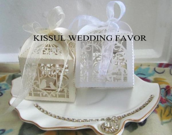 

wedding and party decoration favors of love brids laser cut wedding favor boxes and candy box with ribbon box for wedding 100pcsl1860899