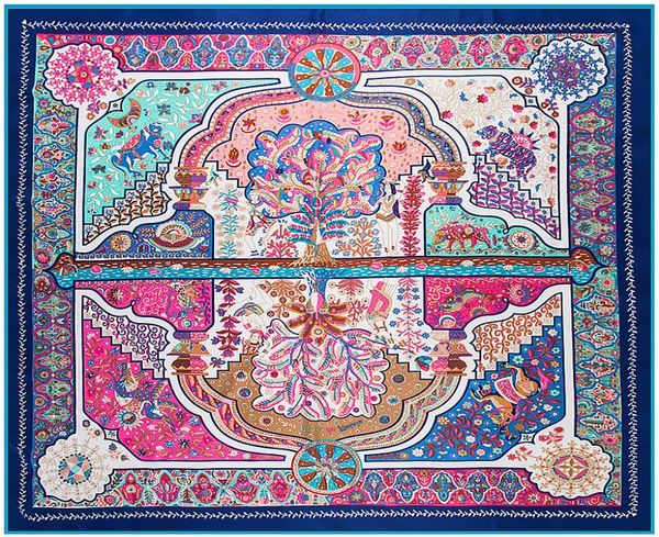 

vintage women square silk shawl handmade ethnic purple scarf shawls large twill shawls whole 130130cm1042617, Blue;gray