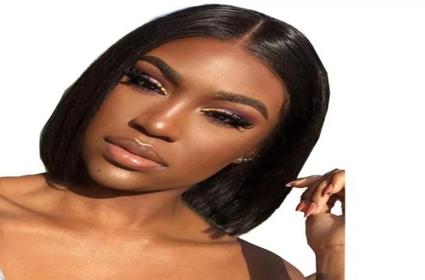

4x4 closure brazilian straight human hair wig 150 density lace front wig brazilian malaysian hair pre plucked lace front wig6682625, Black;brown