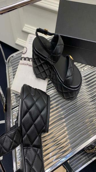 

2023 thick bottom water platform sandals new style of counter women039s leather sandals goodquality2791800, Black
