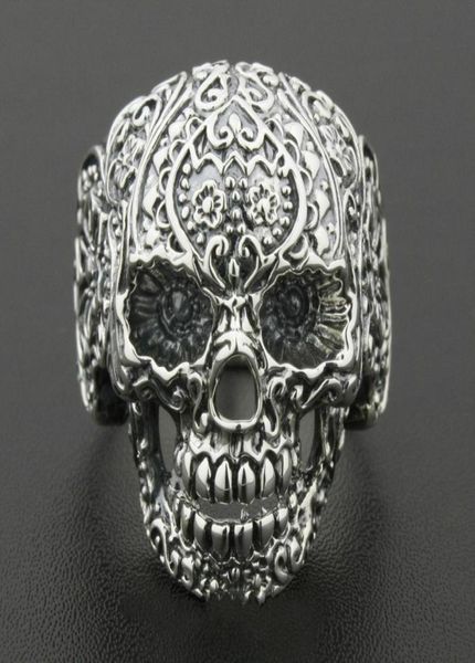 

solid 925 sterling silver skull ring mens biker rock punk style us size 8 to 121183410