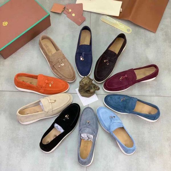 

new piana men's shoes, dress shoes, metal buckle leisure shoes, high-end business cashmere deerskin round head flat shoes for the four, Black