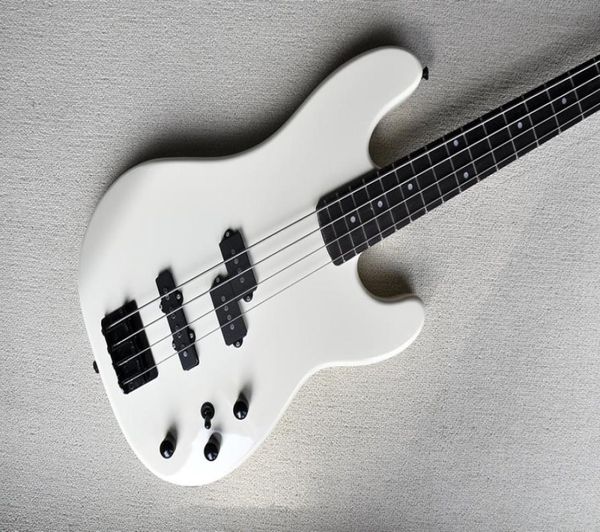 

factory custom milk white 4string electric bass guitarblack hardwaresrosewood fingerboardno pickguardoffer customized1678045