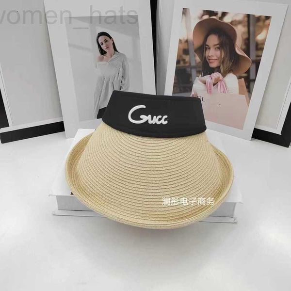 

ball caps designer korean version of large brim sunshade hat, female sunscreen straw summer outdoor uv protection, face blocking letter, emp, Blue;gray