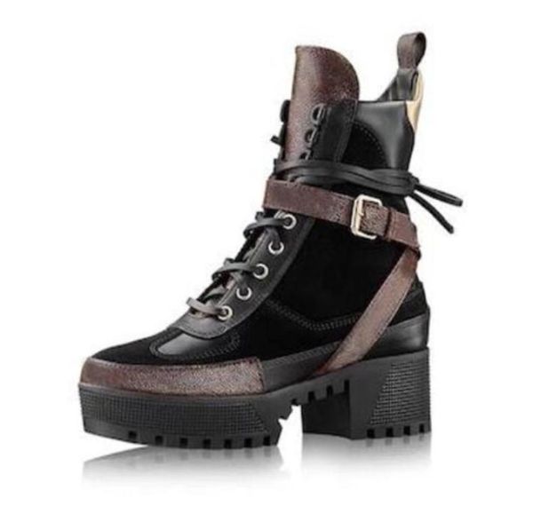 

women heel snow boots leather ankle boot chunky heel martin shoes print leather platform desert laceup boot 5cm 10 colors with bo5849147, Black