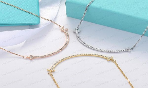 

luxury smile necklace women stainless steel couple large diamond pendant designer neck jewelry christmas gift women accessories wh8565458, Silver