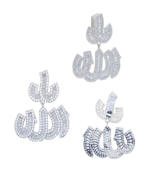 

iced out big rund allah pendant with full cz stone paved hip hop cuban chain necklace for women men punk styles jewelry whole893063949553, Silver