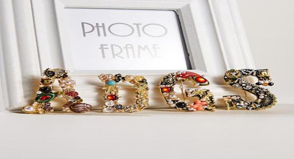 

pins brooches vintage gem pearl rhinestone letter brooch pins inital alphabet for women men trendy clothes accessories drop89813509727931, Gray