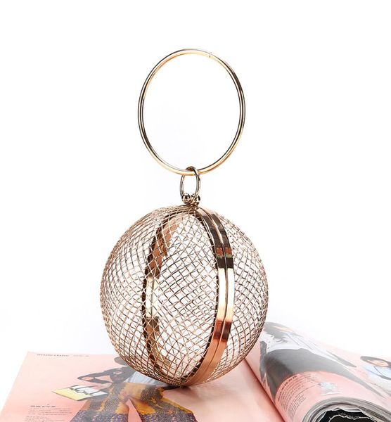 

factory direct whole handmade ball shape evening bag metal net clutch for banquet party prom2989676