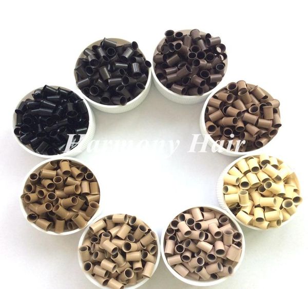 

flared edge copper micro tubes for hair euro locks for hair extensions 1 bottlelot1000pcsbottle 302660mm medium brown9231871, Black