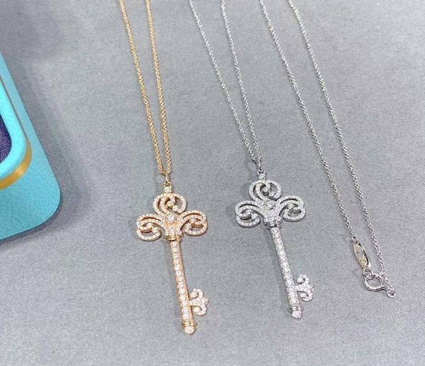 

luxury diamond key necklace fashion designer women039s pendant girls valentine039s day 18k gold jewelry gift4001061, Silver