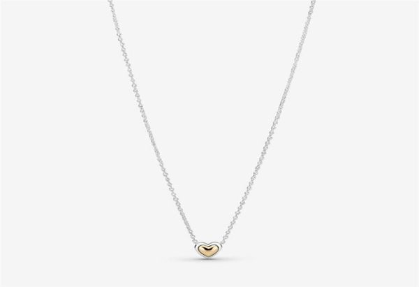 

high polish 100 925 sterling silver domed golden heart collier necklace fashion wedding jewelry making for women gifts241u9779651