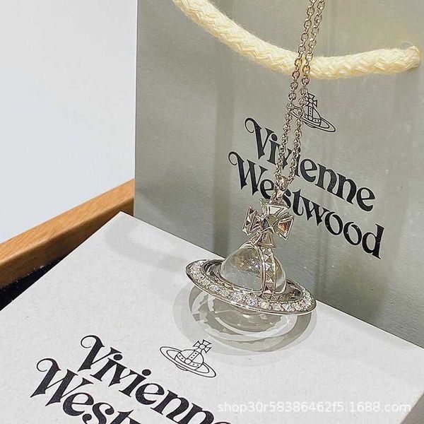 

western empress dowager vivian vivienne 3d saturn liuding ufo necklace female clavicle chain, Silver