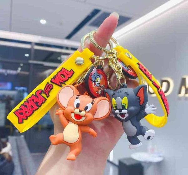 

keychains cute cat and mouse tom jerry key couple car bag pendant small gift3943069, Silver