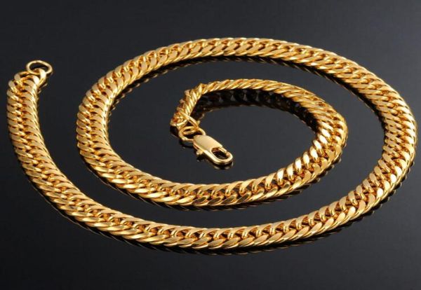 

real 18k yellow gold filled men039s necklace and bracelet solid curb chains gf jewelry wide men039s jewelry5673884, Silver