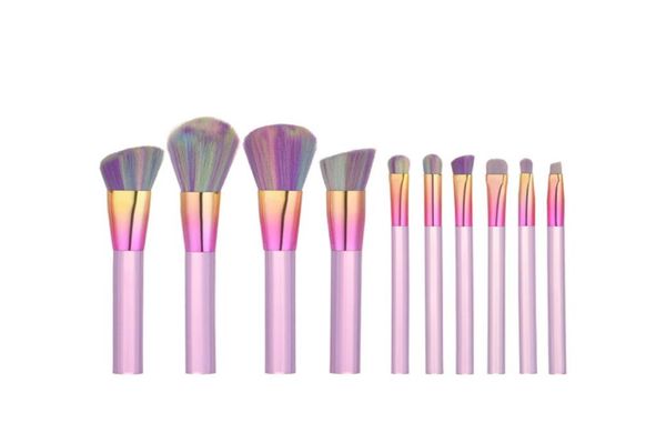 

makeup brushes 10 pcs professional makeup brush set synthetic foundation eyeshadow brush light green transparent handles brushes2401662