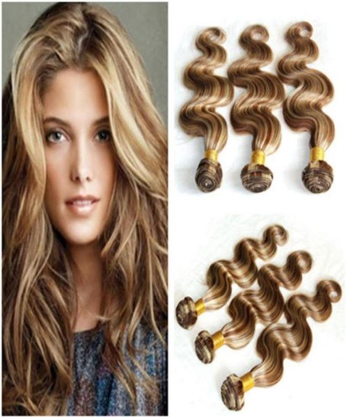 

8613 piano color brazilian virgin human hair weave bundles body wave 3pcs piano brown and blonde mixed color human hair wefts 10671252022, Black