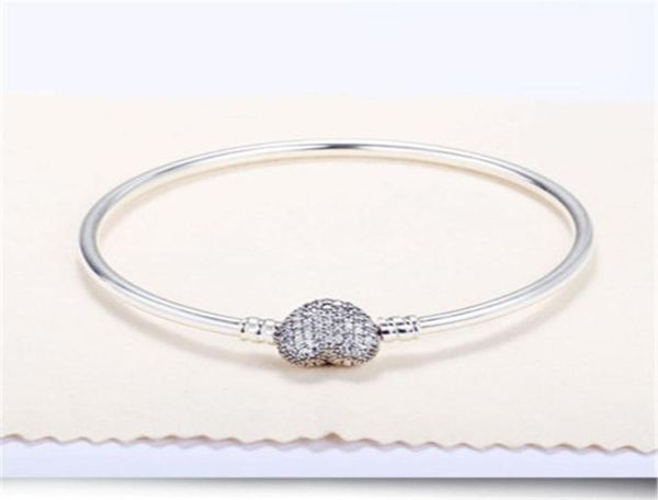 

authentic 925 sterling silver bracelet clear cubic zirconia fits european pan style jewelry charms beads 590787cz with original 2219944, Golden;silver