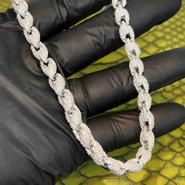 

hip hop miami cuban chain 12mm vvs moissanite diamond custom silver iced out necklace
