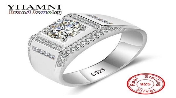 

yhamni 100 solid 925 sterling silver ring 1 carat diamond engagement rings for men wedding ring charm jewelry mjz0153119309, Slivery;golden