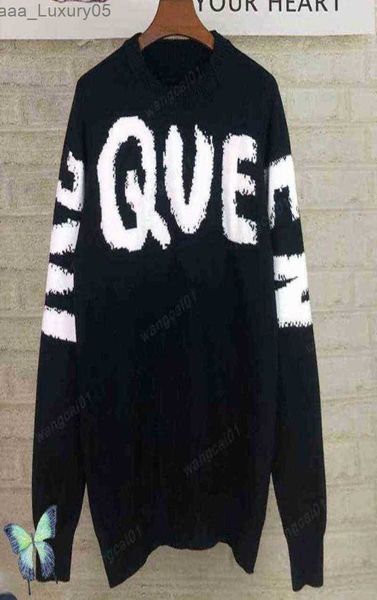 

men039s sweaters fashion letter graffiti jacquard sweater autumn winter warm knit loose round long sleeve knitted 8409 mc queens mcqueens al, White;black