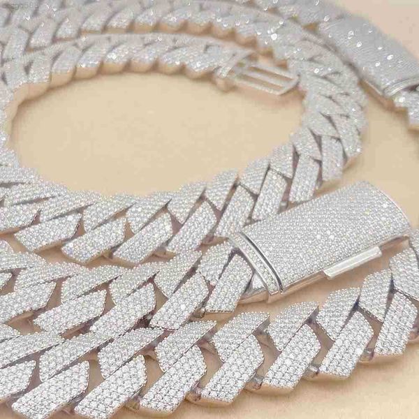 

popular jewelry hip hop rapper 925 silver iced diamonds heavy chain miami mens 18mm cuban link